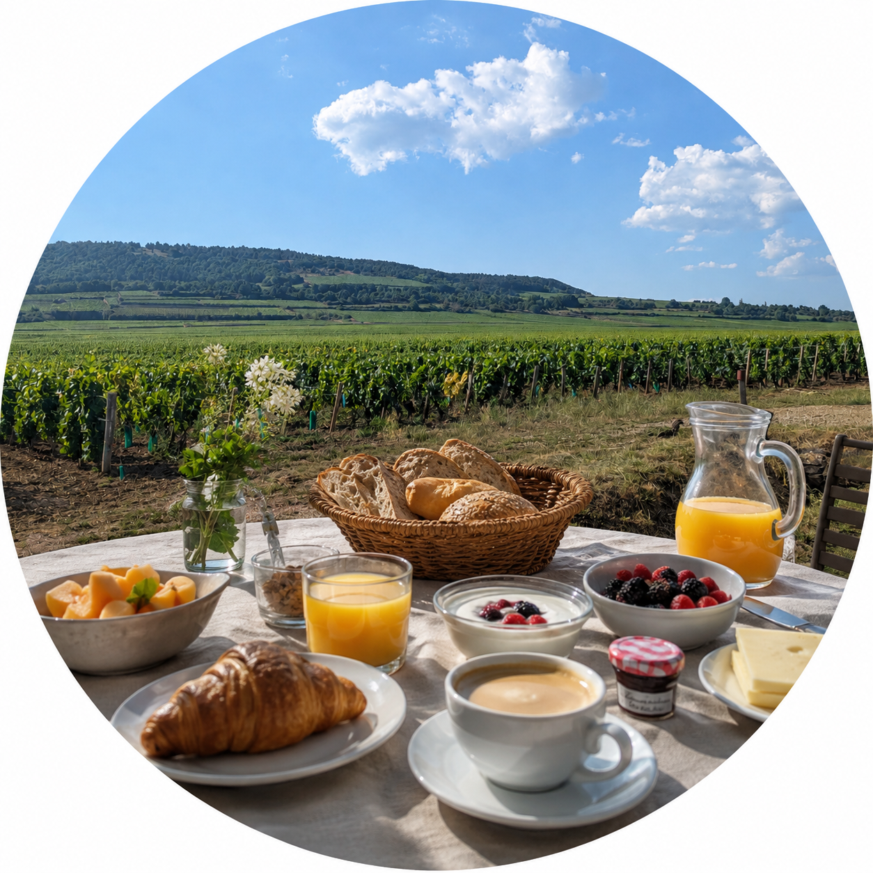A private morning tasting on the bank of the Rhone below Hermitage