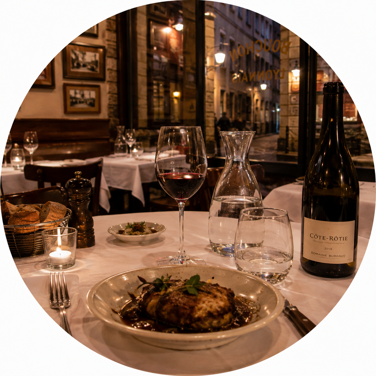 An evening in a bouchon in the lanes of Lyon